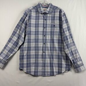 Tommy Bahama Shirt Mens Large Blue Plaid Buttonup Long Sleeve Island Modern